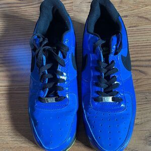 Nike 2010 Air Force 1 Men’s Bright Blue Black Swoosh Yellow Detail Sz 13